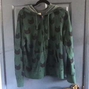 Comfy Dark Green Kitty Hoodie 🐱